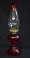 Vintatge Cranberry Red Glass Oil Lamp