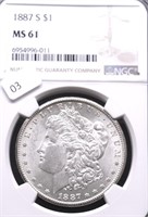 1887 S NGC MS61 MORGAN DOLLAR