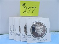 (5) Liberty 1 Troy oz., .999 Fine Silver Pcs., UNC