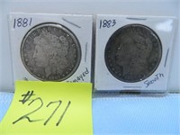 (2) 1881-1883 Morgan Silver Dollars, Smooth