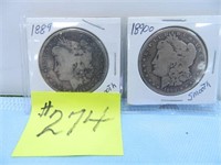 (2) 1889-1890o Morgan Silver Dollars, Smooth