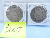 (2) 1900o Morgan Silver Dollars, Smooth