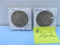 (2) 1922s Peace Silver Dollars, Smooth