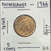 Uncirculated 1966 Netherlands coin