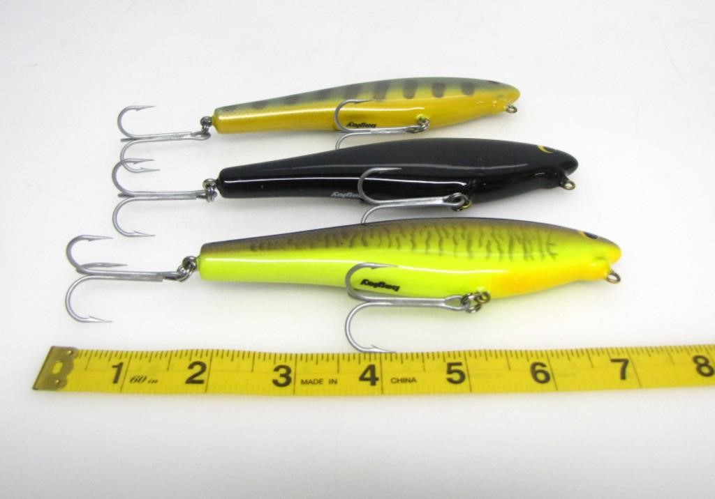 3 BAGLEY DOUBLE TREBLE-HOOK FISH LURES 5.75"