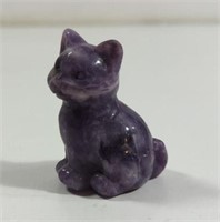 Hand Carved Polished Amethyst Stone Cat