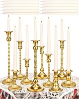 Suclain 24 Pcs Gold Candlestick Holders and Taper