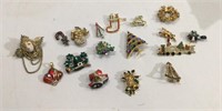 16 Holiday Brooches & 1 Pendent T16J