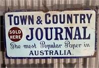 ENAMEL TOWN & COUNTRY JOURNAL SIGN