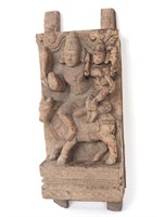 Indian Hindu Carved "God of Destruction" Wood Pane