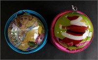 (2) Reverse Painted Glass Christmas Ornaments