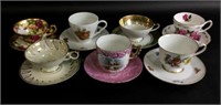(7) China Teacups & Saucers