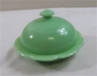 Round jadeite butter dish