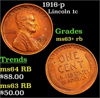 1916-p Lincoln 1c Grades Select+ Unc RB