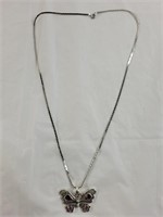 Jewel butterfly necklace with 23-in chain
