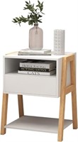 UYIHOME White Nightstand with Drawer and Open