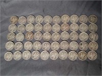 Lot of 50 1944 Silver Mercury Dimes