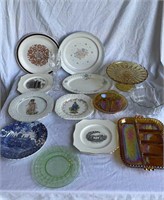 AMBER GLASS, CARNIVAL GLASS, CRYSTAL, AND PLATES