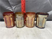 Set of 4 holly pattern carnival tumblers in