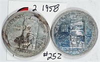 2  1958  Canada "Totem Pole" Dollars