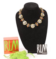 RLM Rhinestone & Enamel Necklace w/ Box