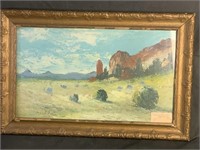 Signed Hopi Indian Landscape Painting, 1930