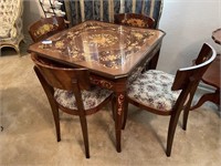 Marquetry Gaming Table and Chairs
