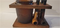 Antique Tobacco Humidor With 4 Pipes