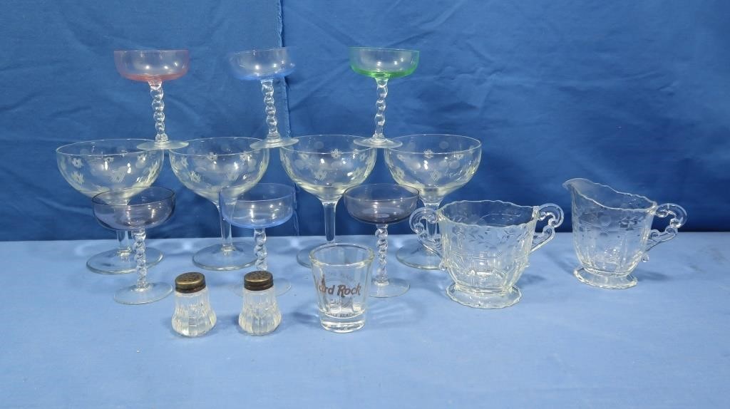 Wine&Cordial Glasses, Creamer&Sugar Set