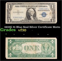 1935G $1 Blue Seal Silver Certificate Grades vf++