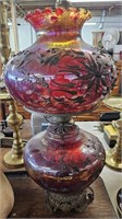 1970s Gone With The Wind Ornate Cranberry Lamp