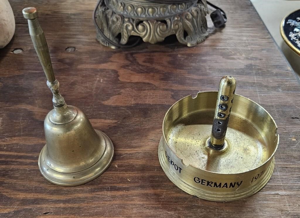 Lot Of Brass World War Ash Tray & Service Bell
