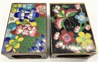 2 Chinese Cloisonne Match Box Holders