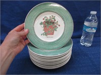 14 wedgwood "sarah's garden" plates (green)