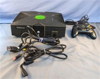 XBox with wires and controller