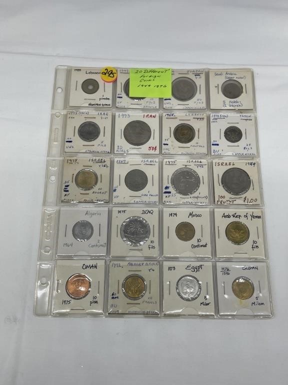 (20) Different Foreign Coins 1949-1976