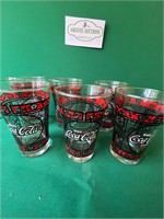 6 Coca Cola Glasses 5 1/2” tall