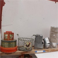 Tin & Twine Flower Pots, Rooster Wire Basket &