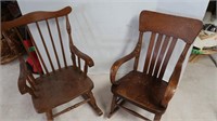 2 Wood Child's Rocking Chairs-24" & 28"