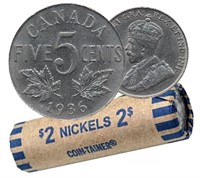 Roll of Canada 1936 GEO V Nickels