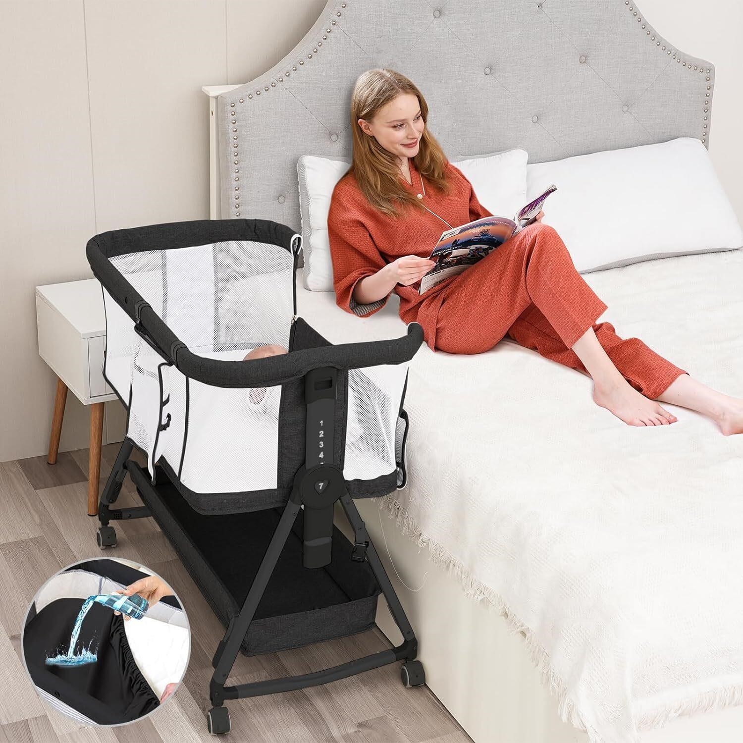 Baby Bassinet Bedside Sleeper with Basket