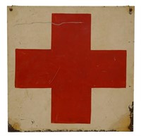 WWI Metal Red Cross Placard From Ambulance