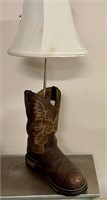 Handmade cowboy boot lamp 25”