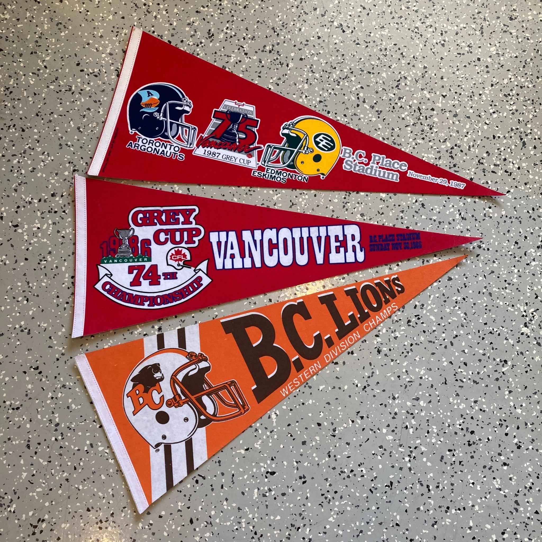 Lot of 3 Vintage CFL Pennants - 1980s-90s