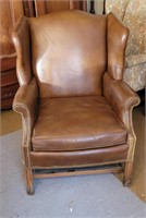 Sherrill Brown Leather Wingback Arm Chair