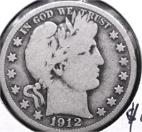 1912 S BARBER HALF DOLLAR VG