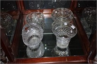 Four Various Cut Crystal Vases and Bowls,