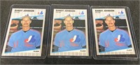 (3) 1989 Fleer Randy Johnson Baseball Cards
