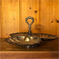Large Silverplate Rotating Serving Dish Tray