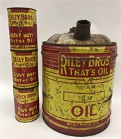 Vintage Riley Brothers Metal Oil Cans